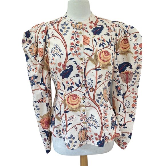 Ulla Johnson Harriet Puff Sleeve Shirt Sz 10 Luxury Floral Button Up Maximalism - Picture 1 of 14